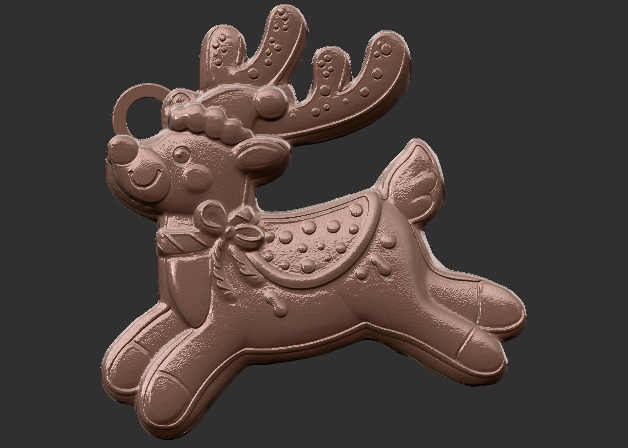 deer cookie 3D print model_7