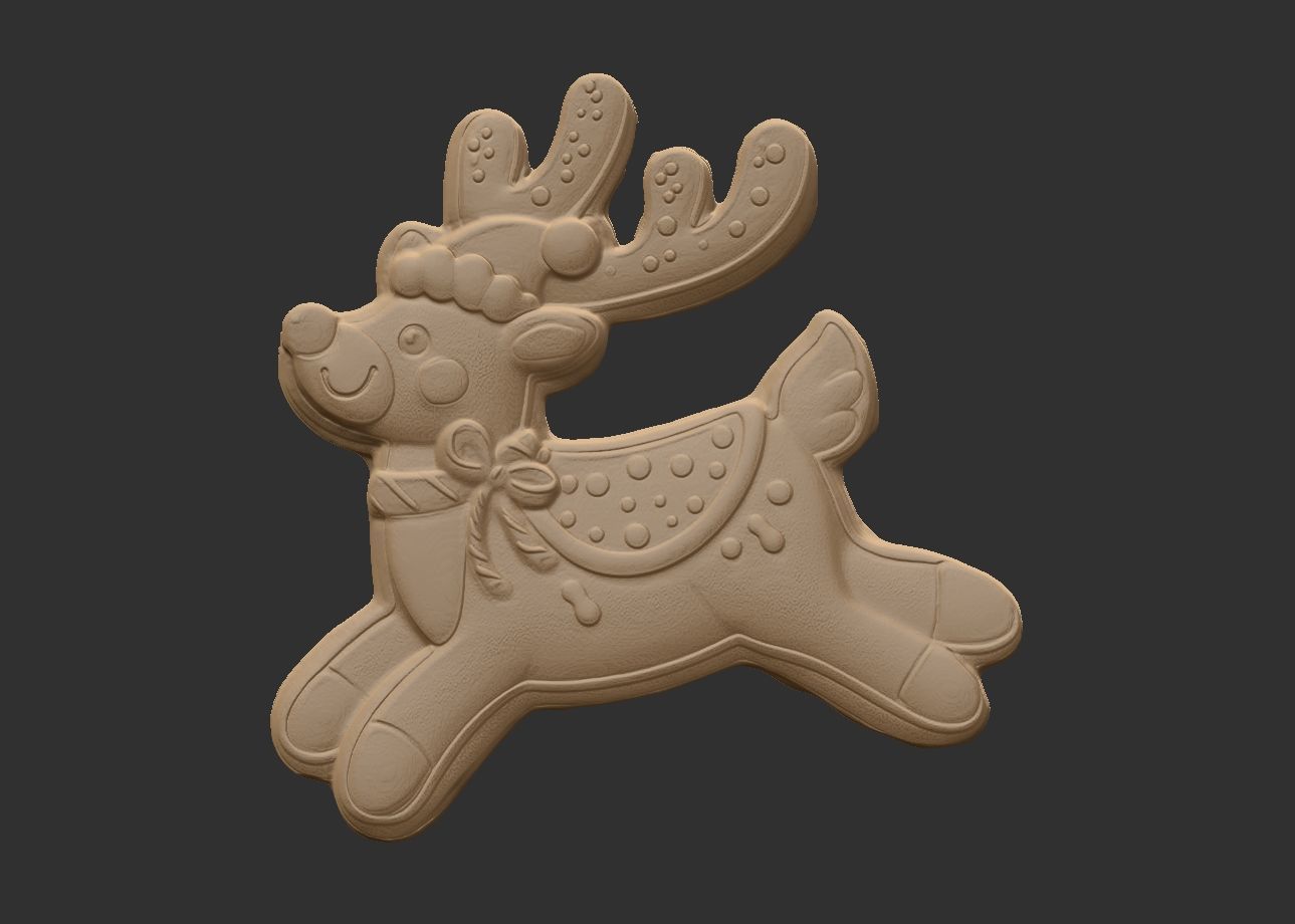 deer cookie 3D print model_12