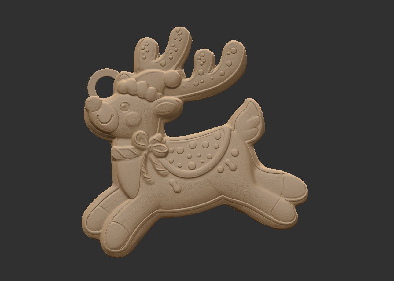 deer cookie 3D print model_9