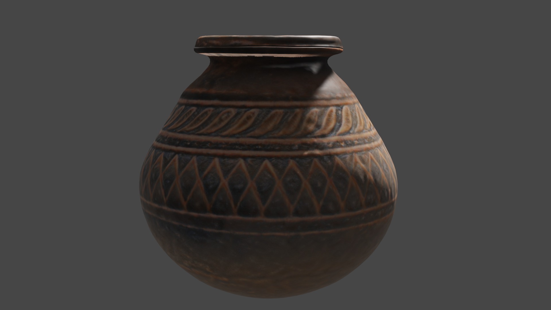 Ancient Indian Pot Low-poly 3D model_4