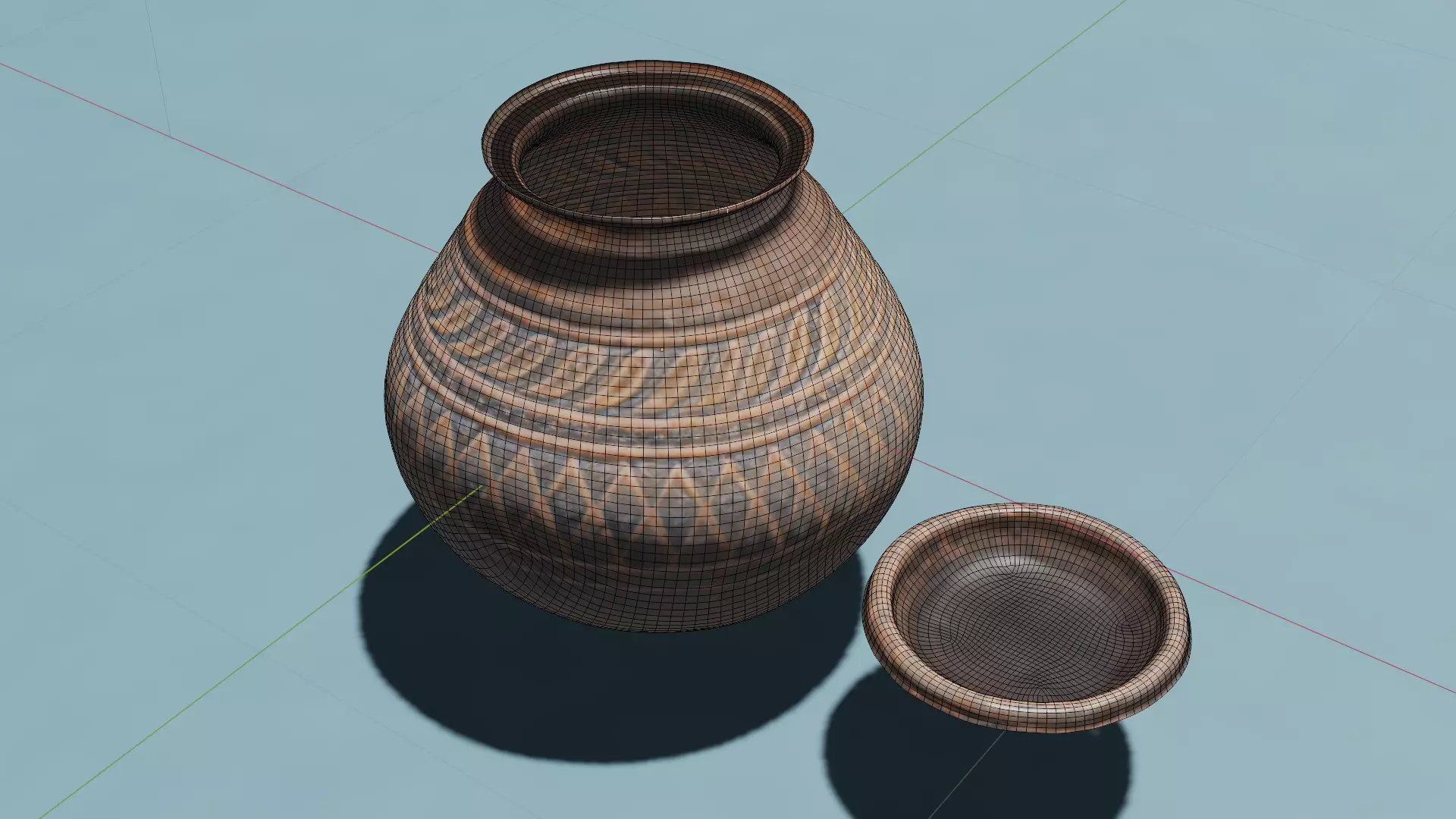 Ancient Indian Pot Low-poly 3D model_0
