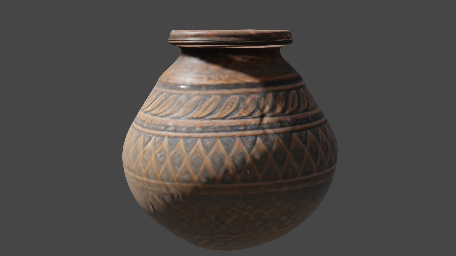 Ancient Indian Pot Low-poly 3D model_6