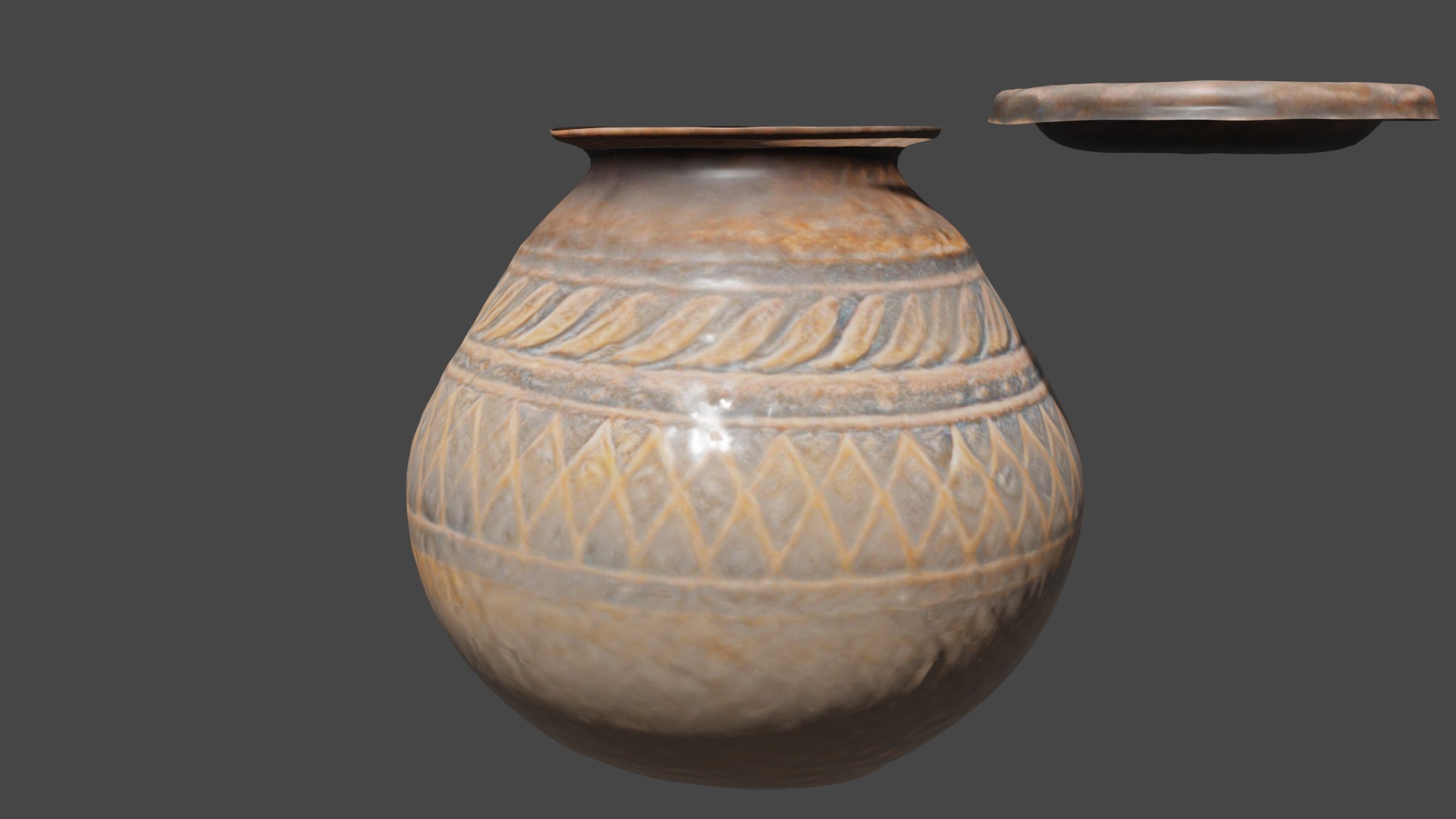 Ancient Indian Pot Low-poly 3D model_8