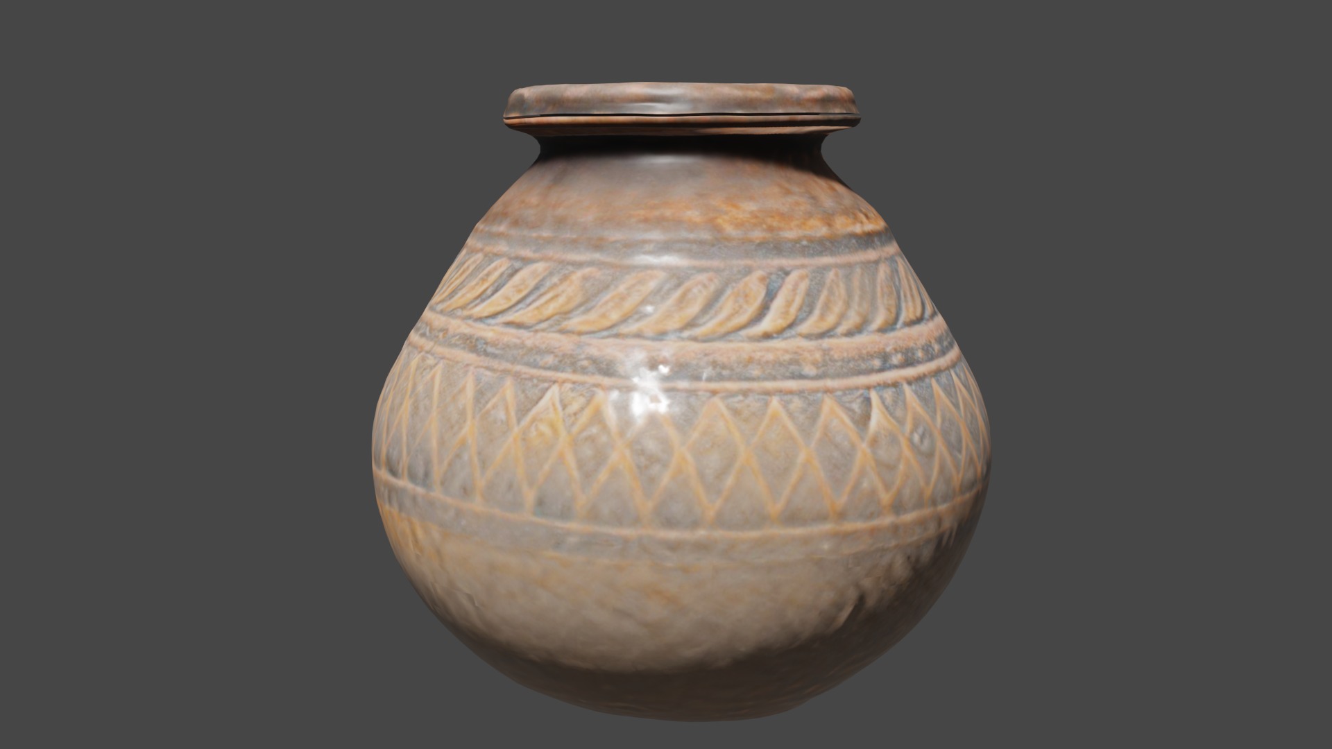 Ancient Indian Pot Low-poly 3D model_2
