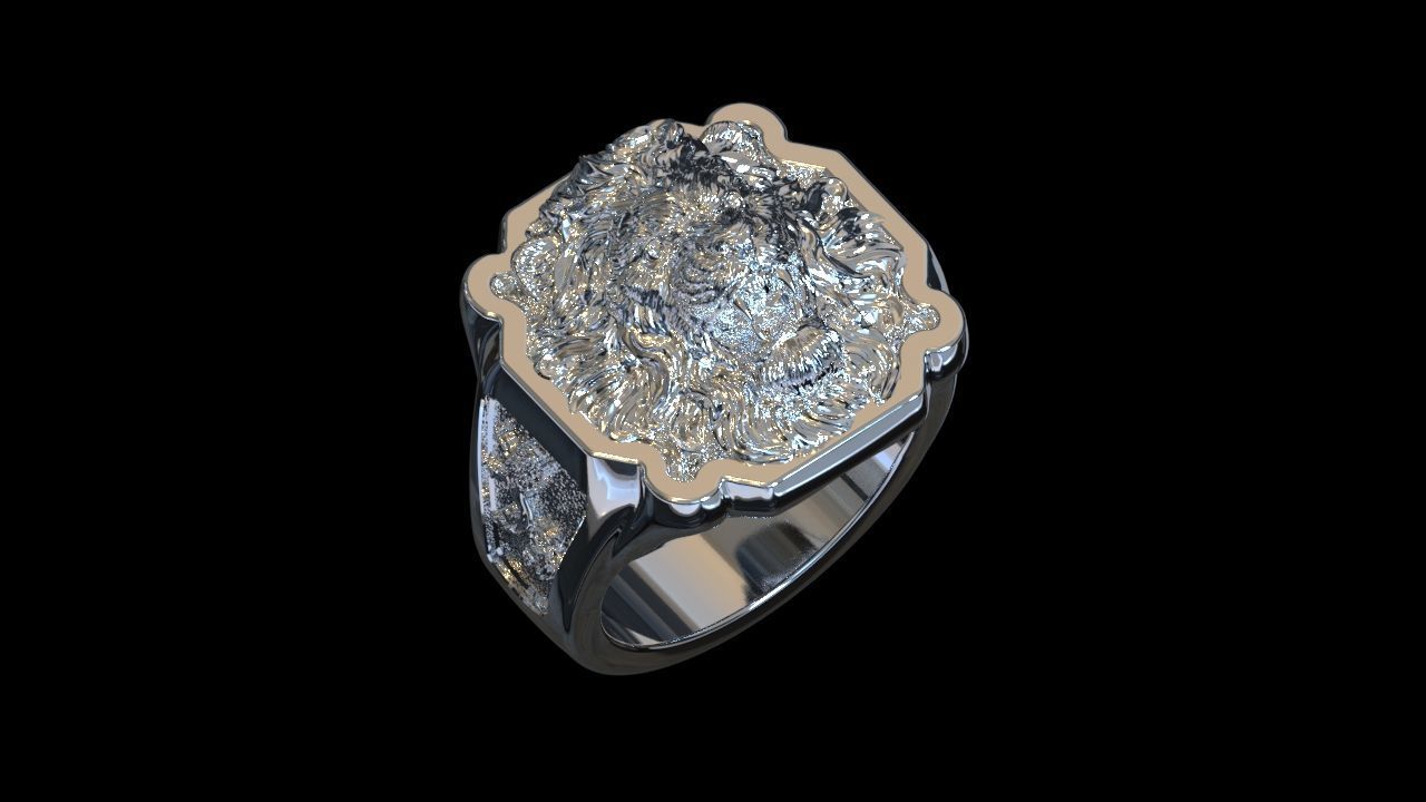 Lion ring CAD model for sale  3D print model_9