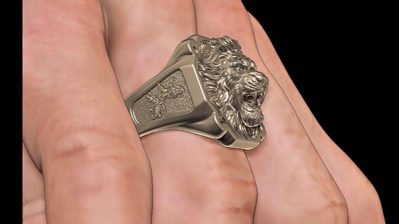 Lion ring CAD model for sale  3D print model_6