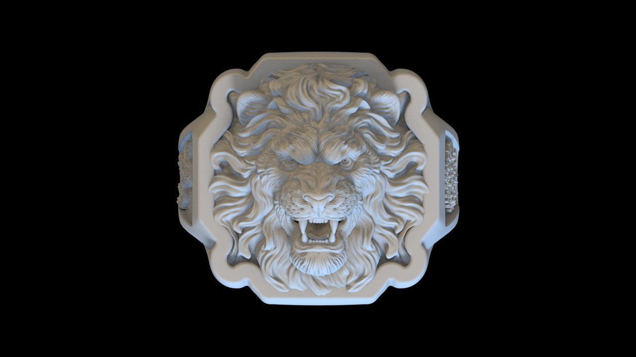 Lion ring CAD model for sale  3D print model_15