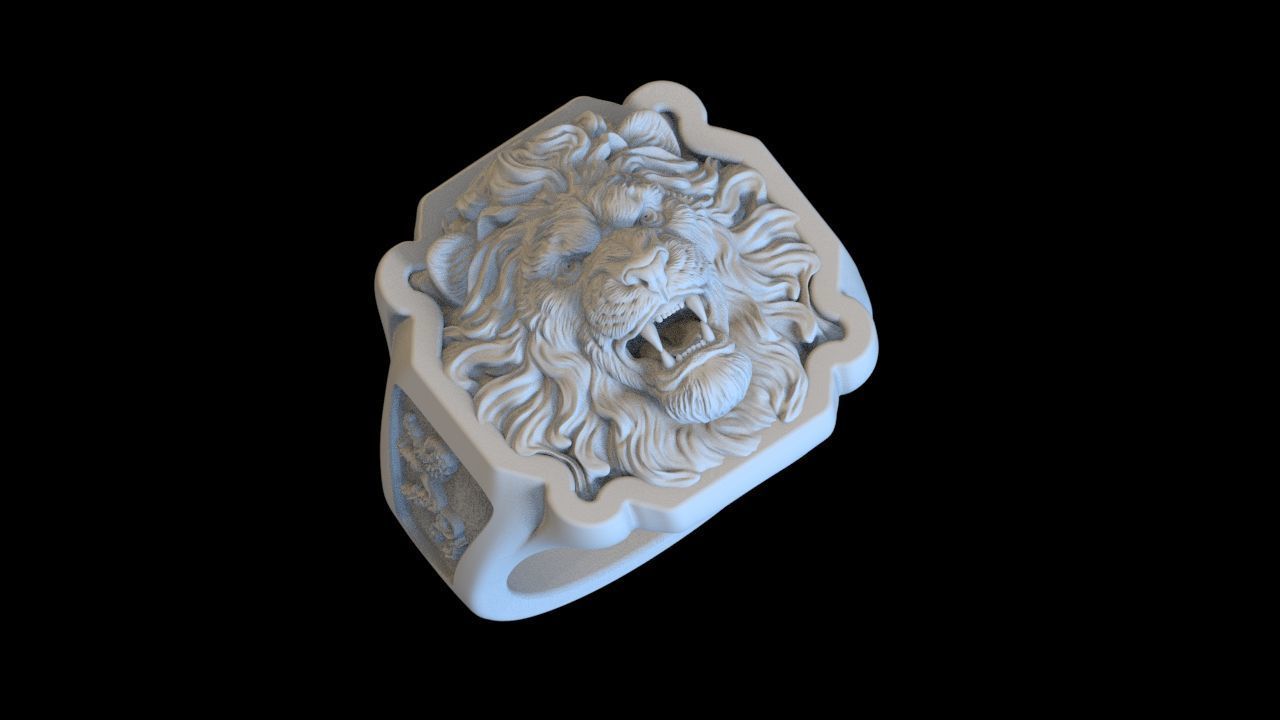 Lion ring CAD model for sale  3D print model_10