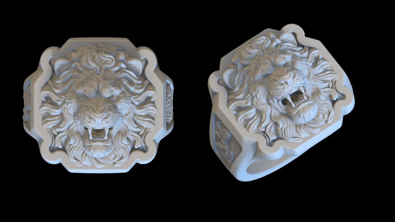 Lion ring CAD model for sale  3D print model_2