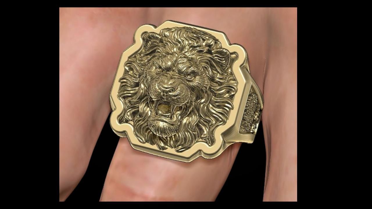 Lion ring CAD model for sale  3D print model_5