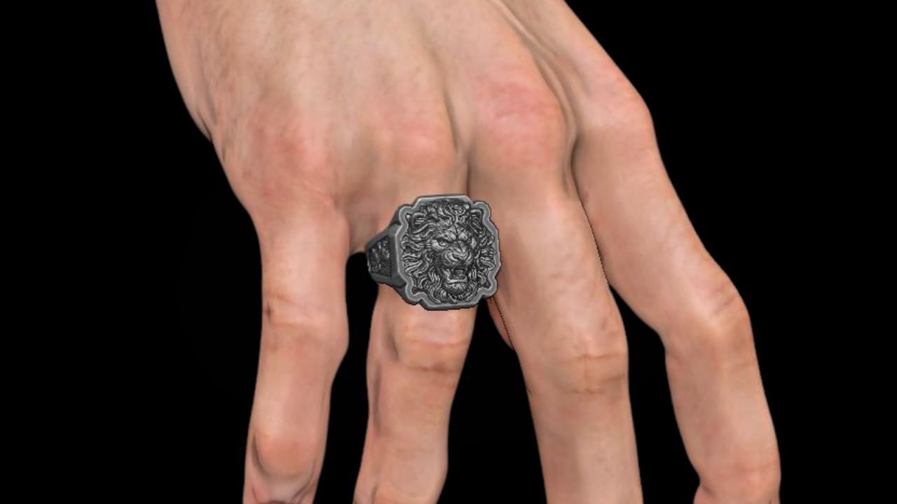 Lion ring CAD model for sale  3D print model_4