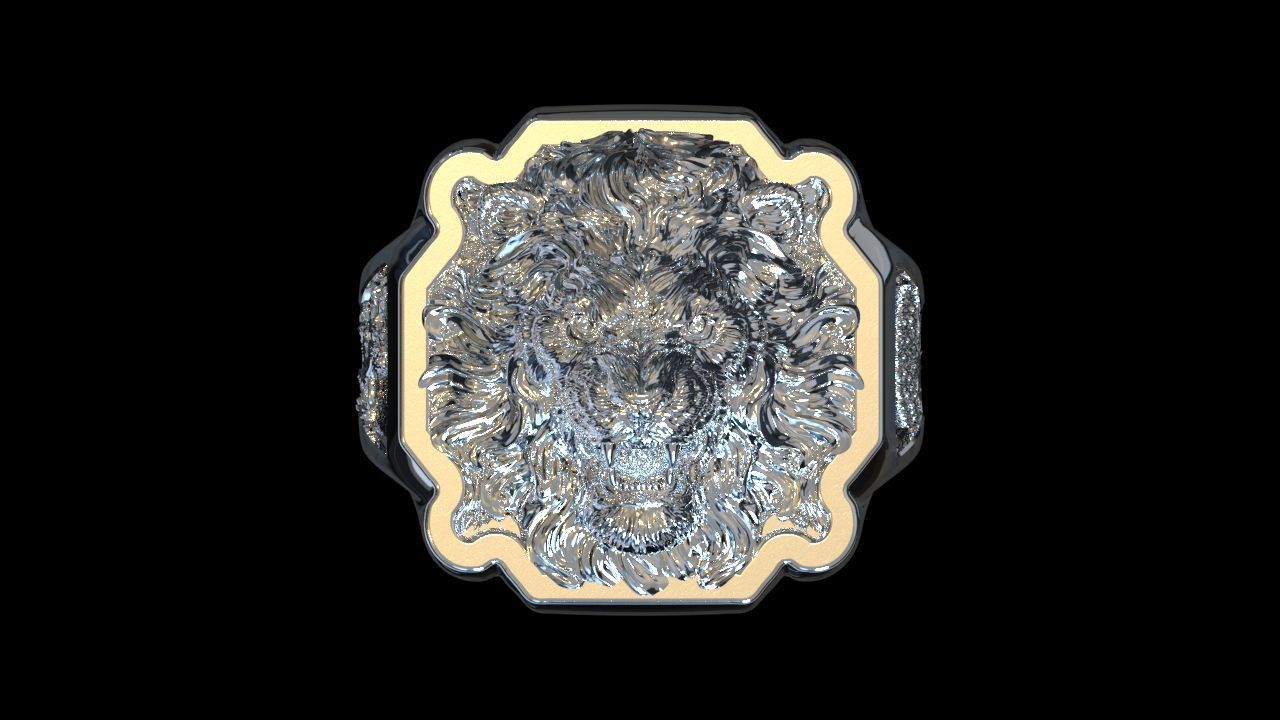 Lion ring CAD model for sale  3D print model_13