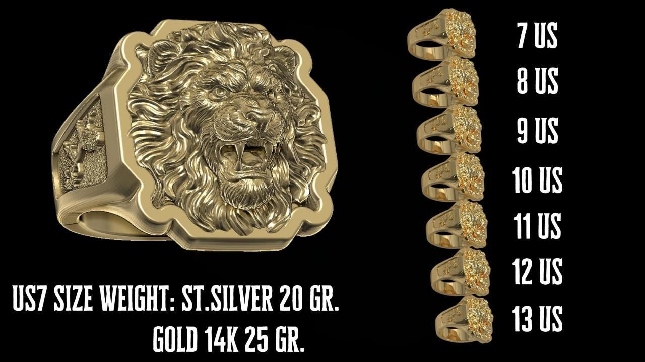 Lion ring CAD model for sale  3D print model_1