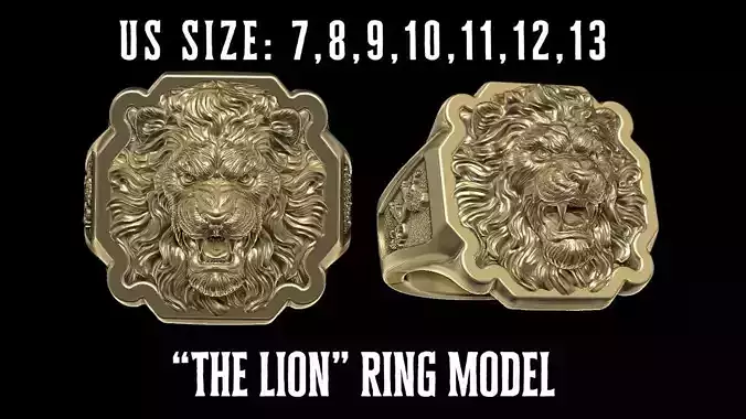 Lion ring CAD model for sale 