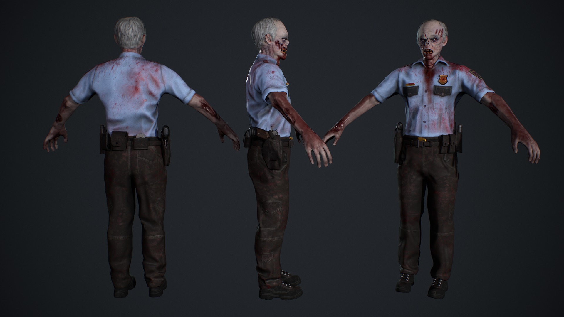 Zombie Cop Low-poly 3D model_8