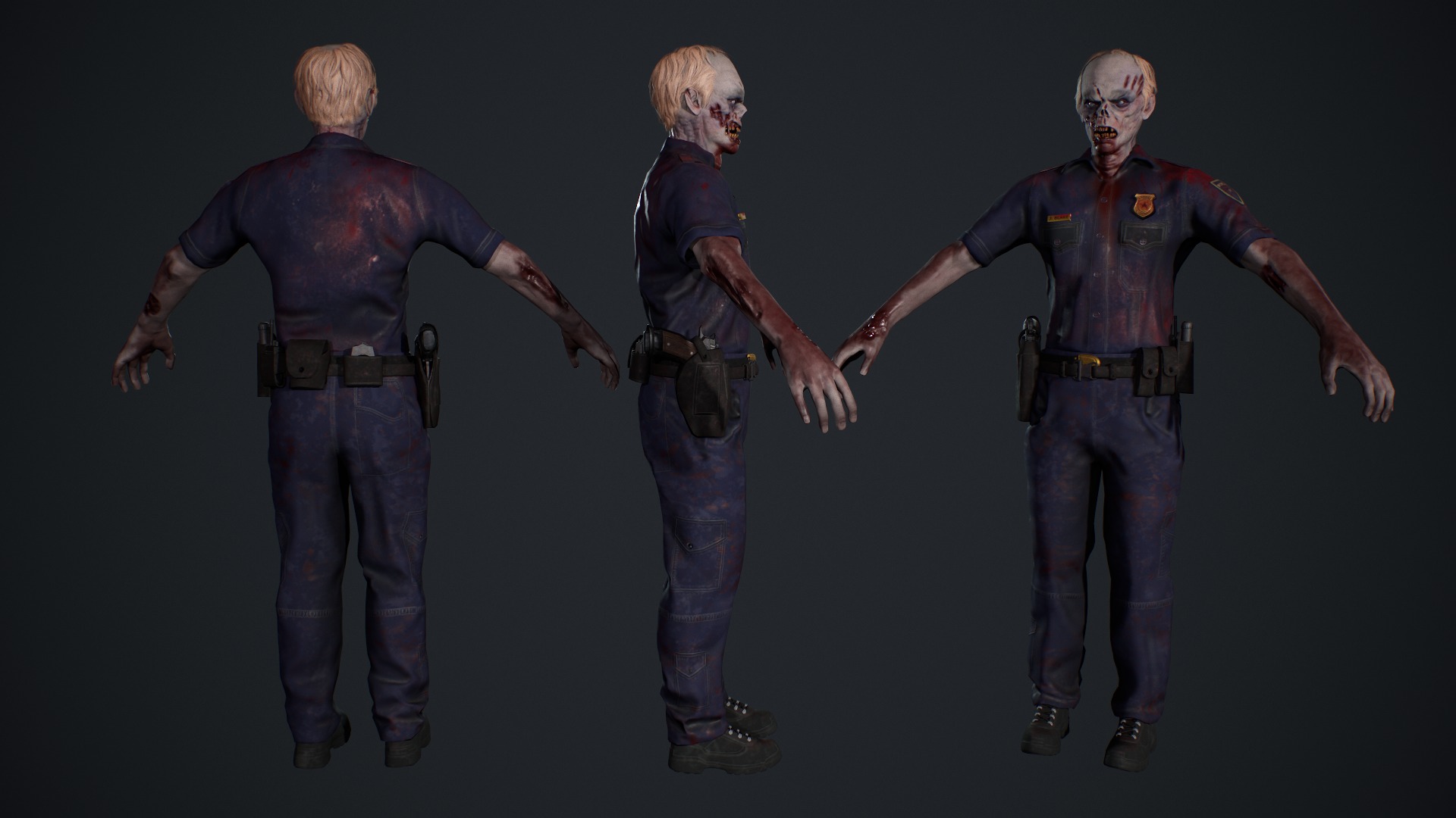 Zombie Cop Low-poly 3D model_11