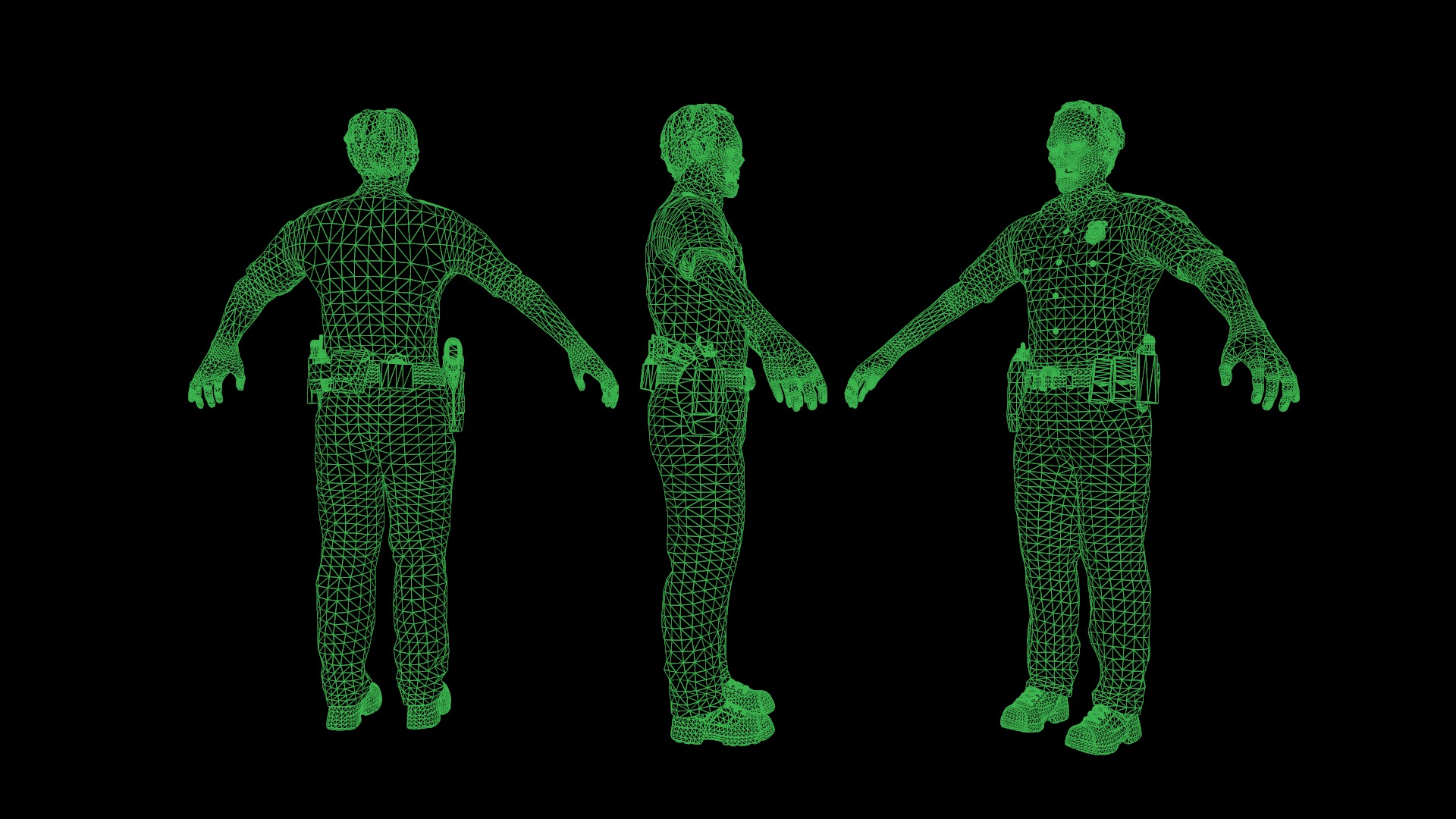 Zombie Cop Low-poly 3D model_12