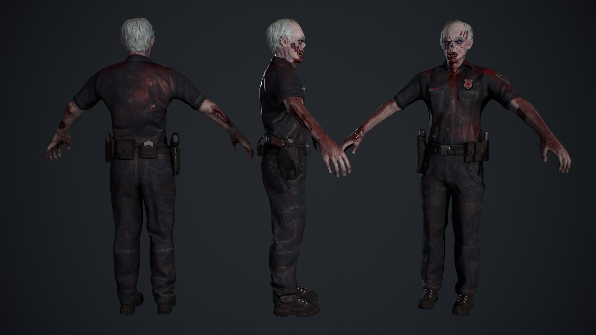 Zombie Cop Low-poly 3D model_10