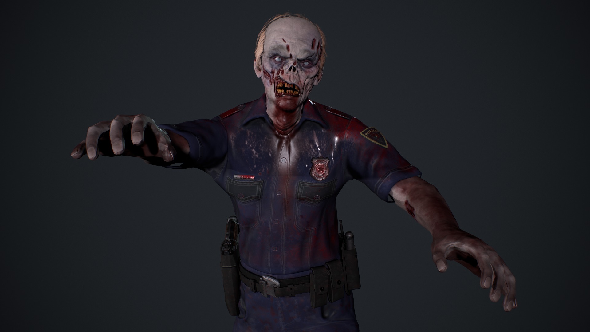 Zombie Cop Low-poly 3D model_16