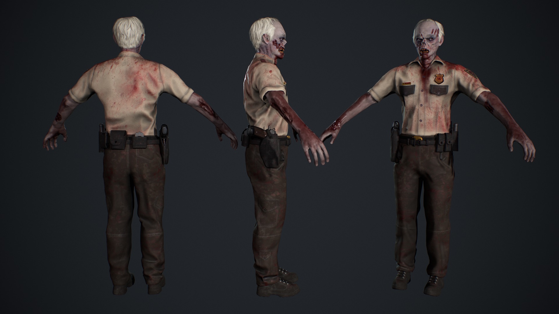 Zombie Cop Low-poly 3D model_9