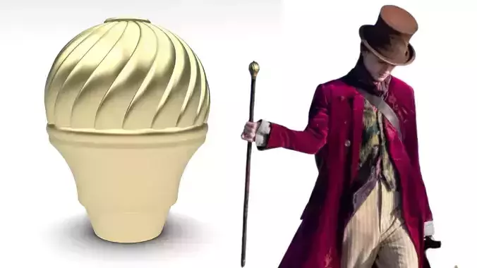 Willy Wonka Cane Top With Twist Cap 3D print model