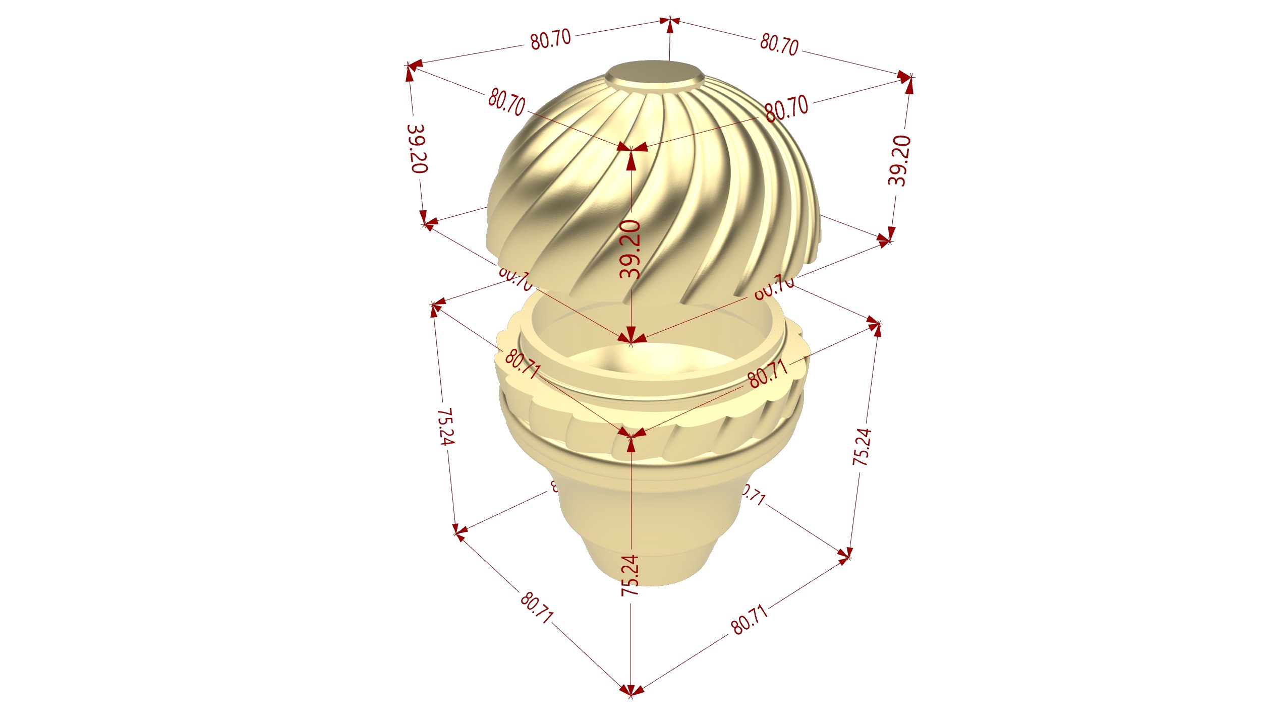 Willy Wonka Cane Top With Twist Cap 3D print model_3