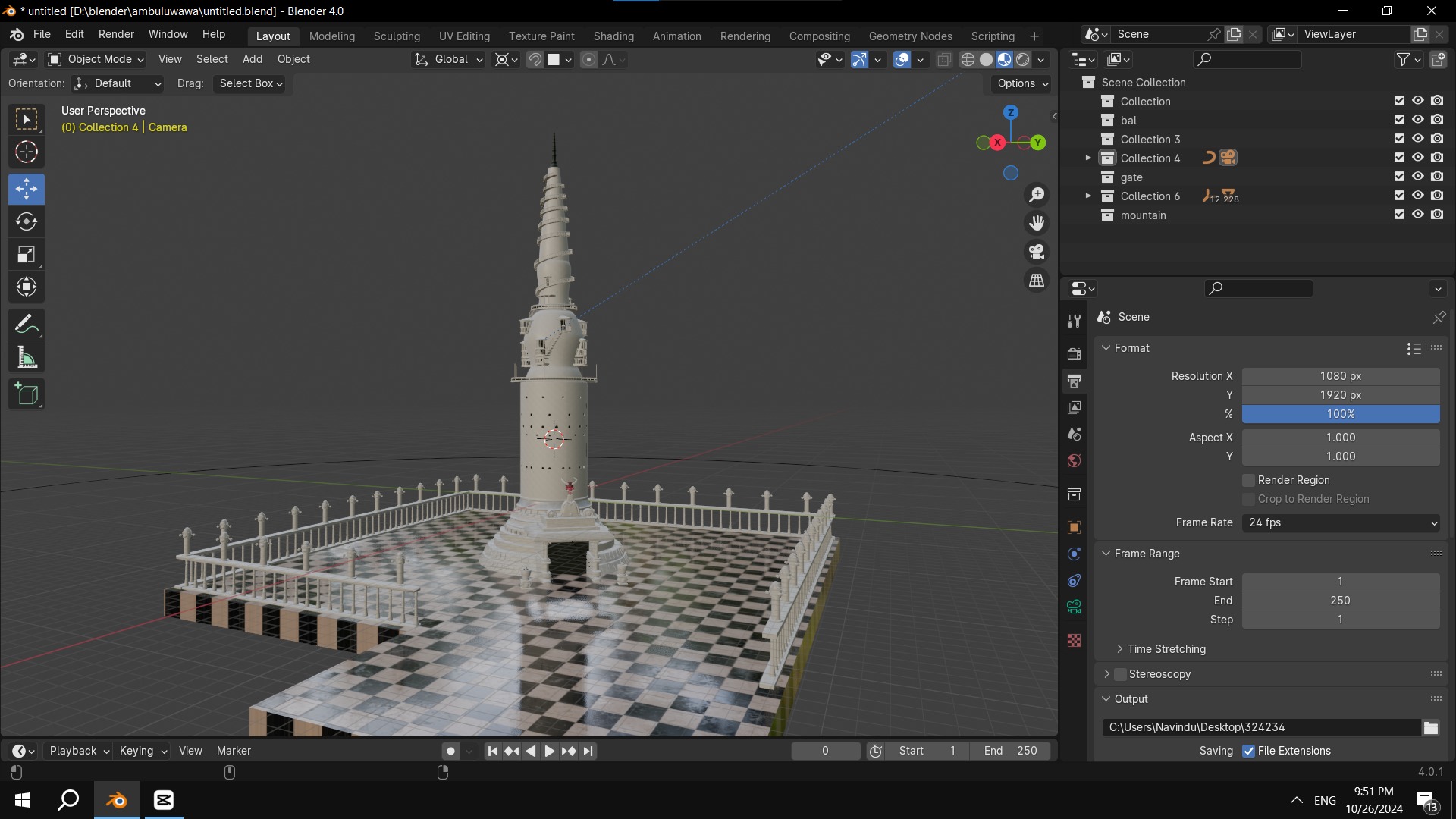 Realistic Model of Ambuluwawa Tower Sri Lanka 3D model_1