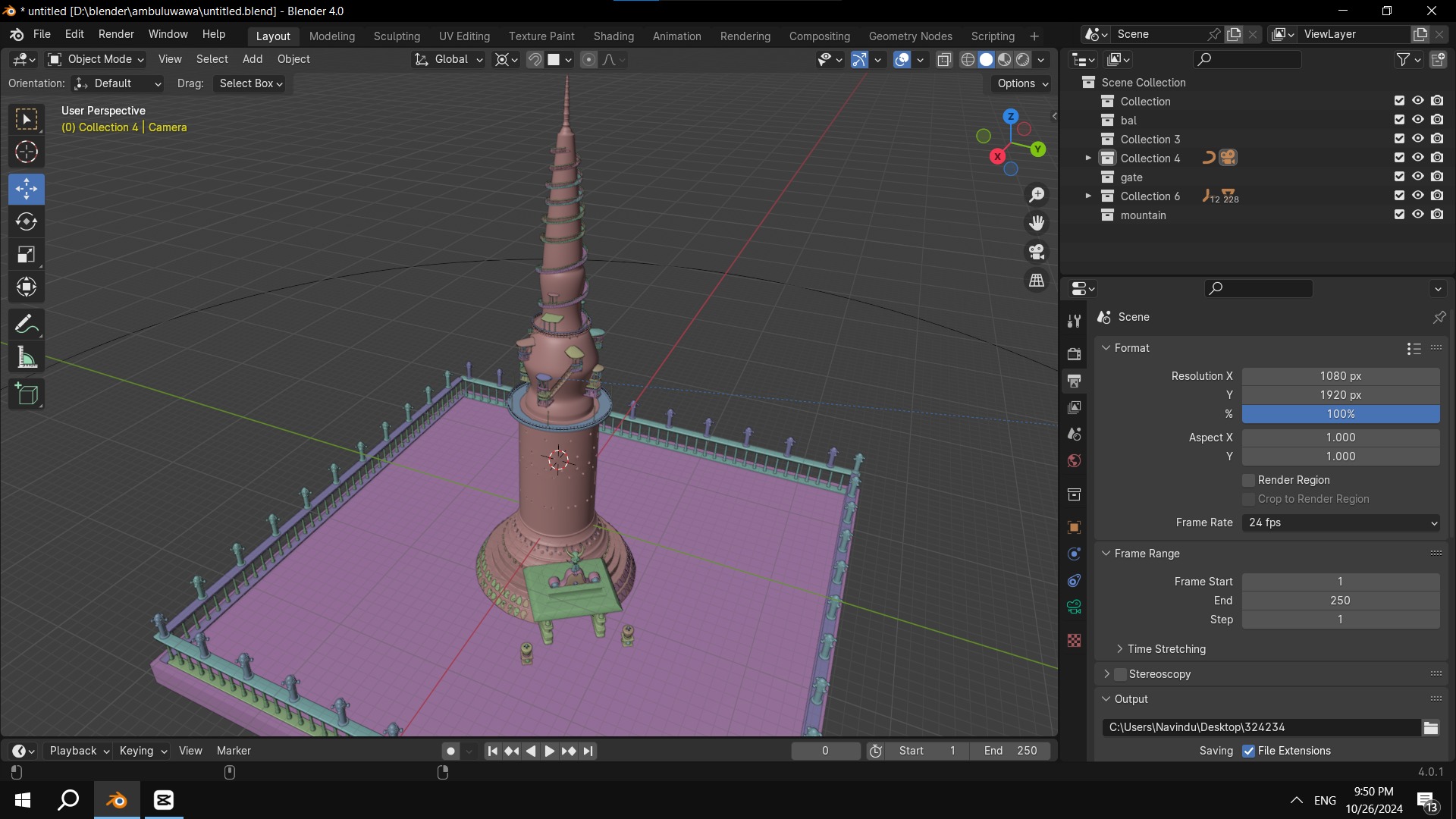 Realistic Model of Ambuluwawa Tower Sri Lanka 3D model_5