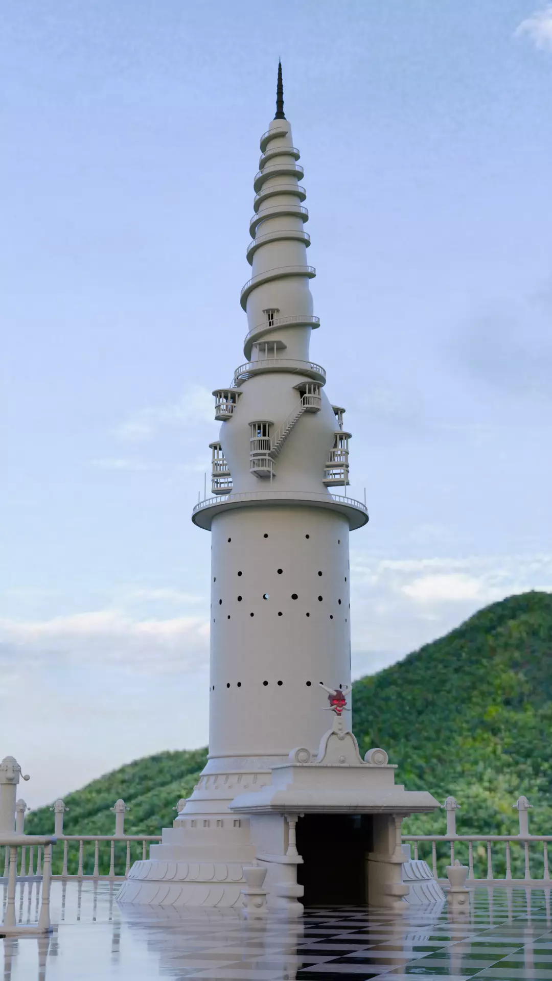 Realistic Model of Ambuluwawa Tower Sri Lanka 3D model_0