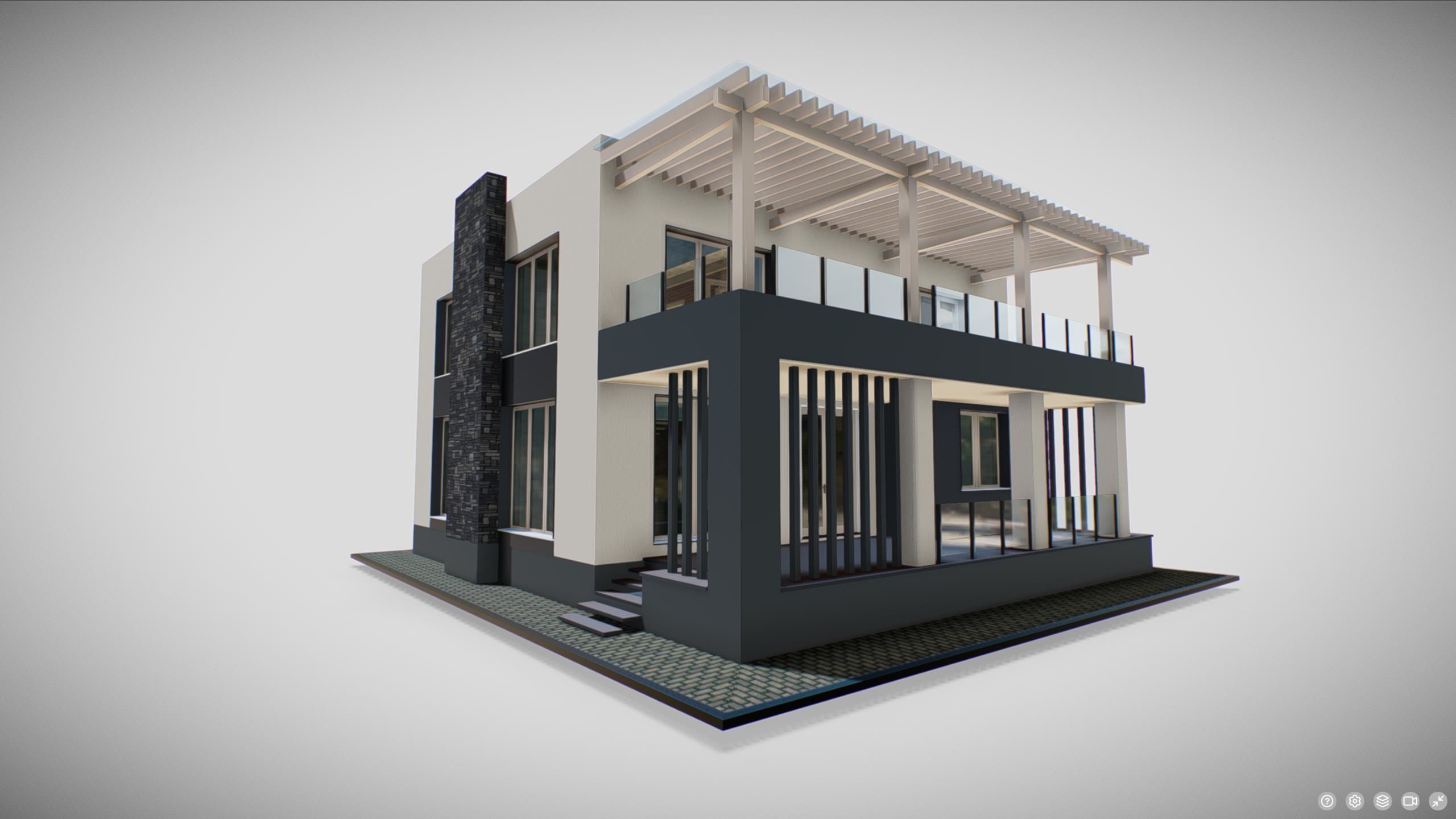 P0020 Residential House High-Tech 03 Low-poly 3D model_5