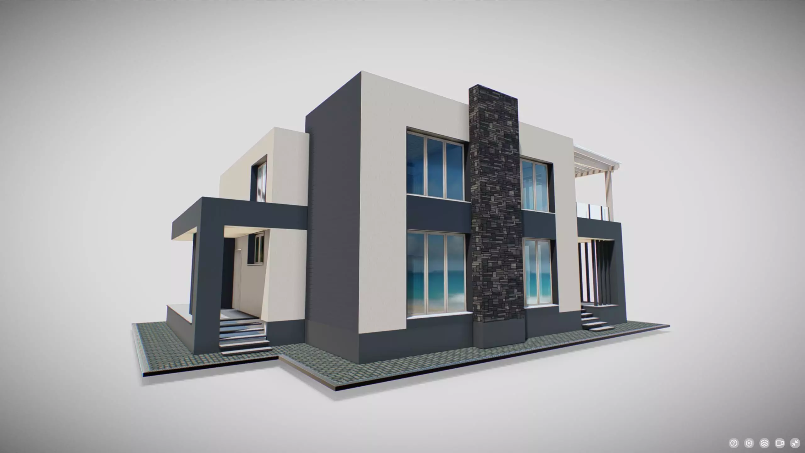 P0020 Residential House High-Tech 03 Low-poly 3D model_0