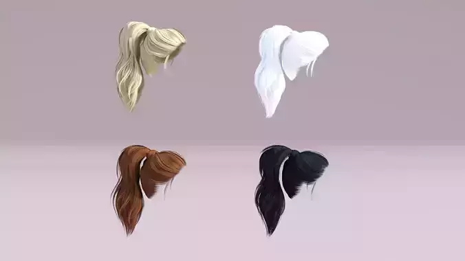 Ponytail Hair  Low-poly 3D model