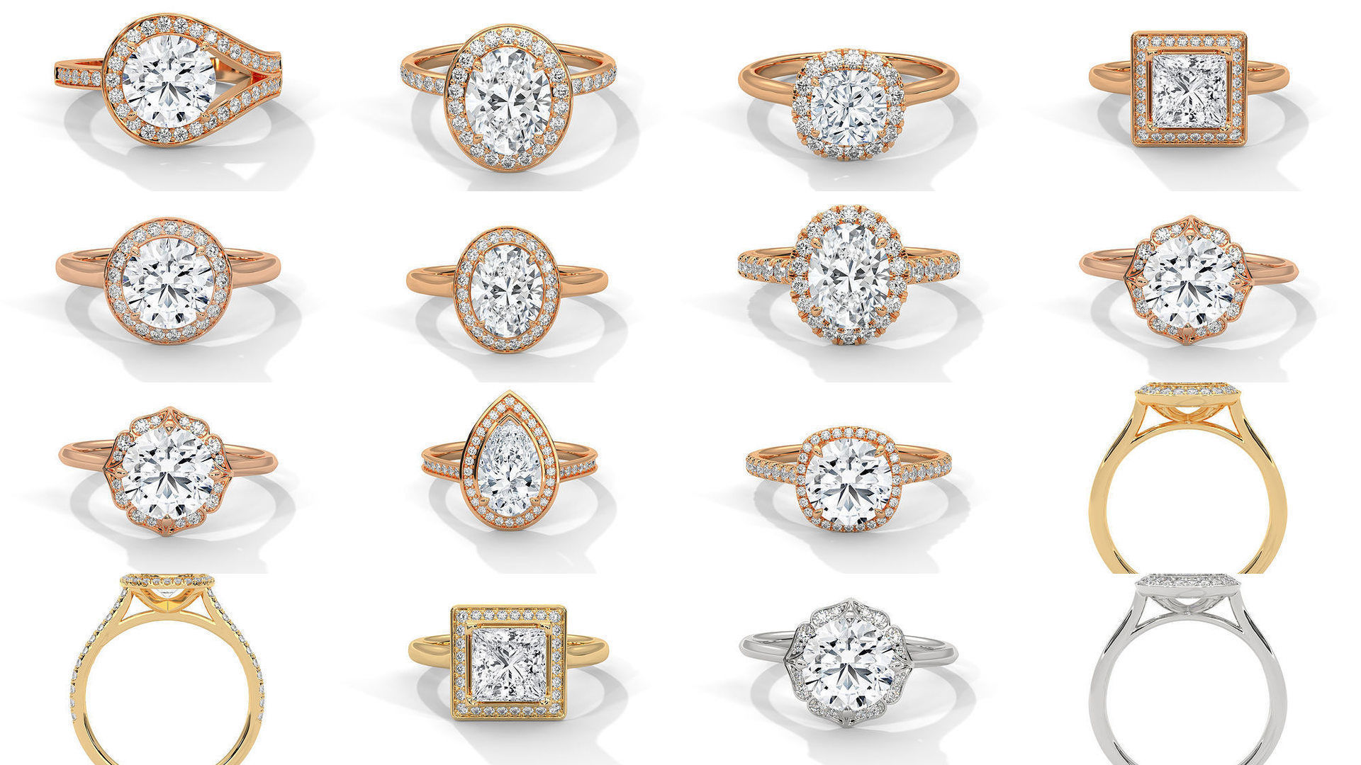 43 Halo Solitaire ring with 360 view animation 3D Model Collection_2