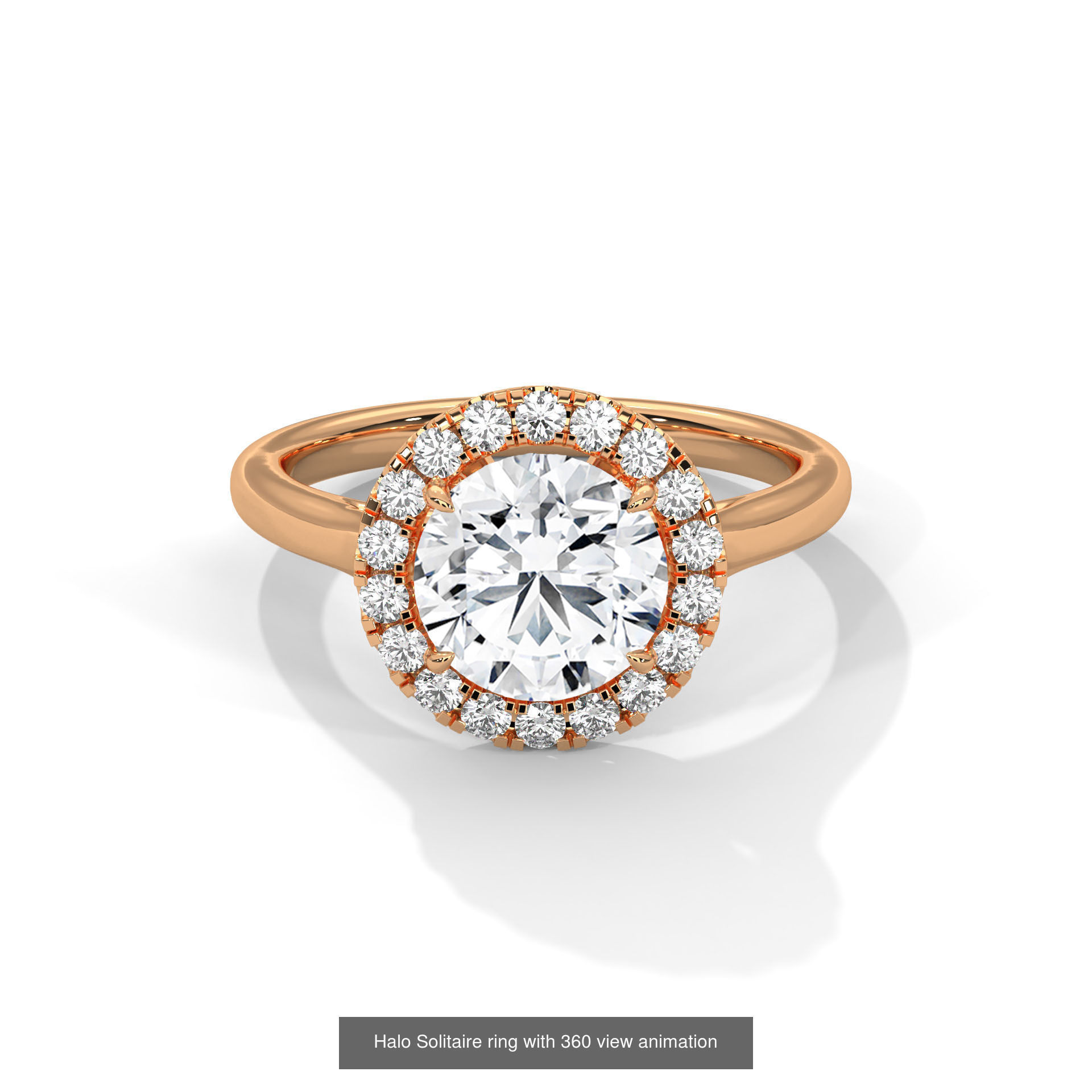 43 Halo Solitaire ring with 360 view animation 3D Model Collection_26