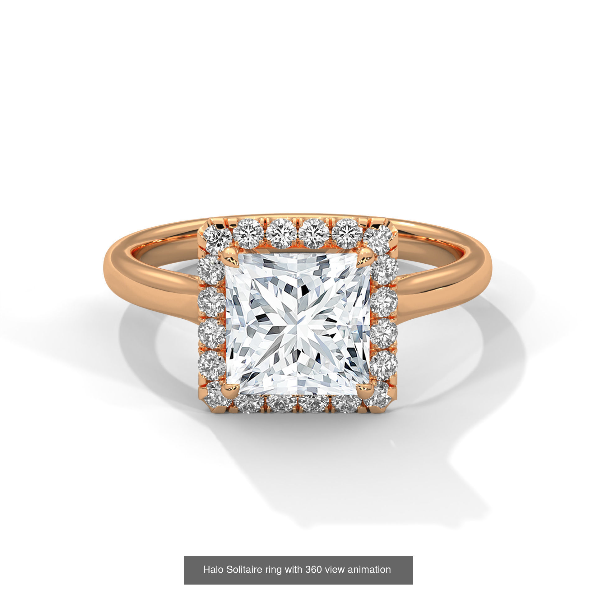 43 Halo Solitaire ring with 360 view animation 3D Model Collection_12
