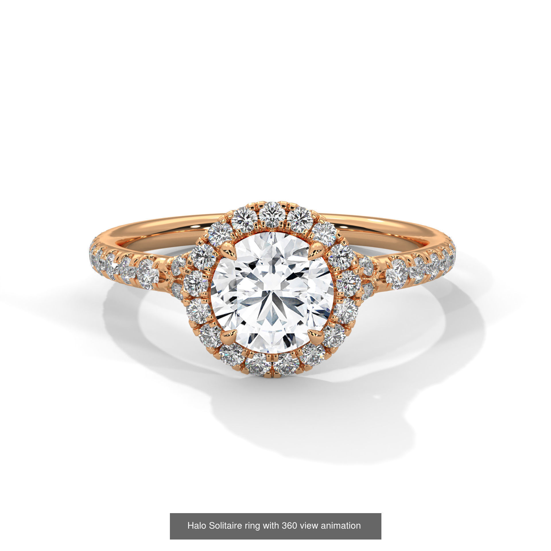43 Halo Solitaire ring with 360 view animation 3D Model Collection_20