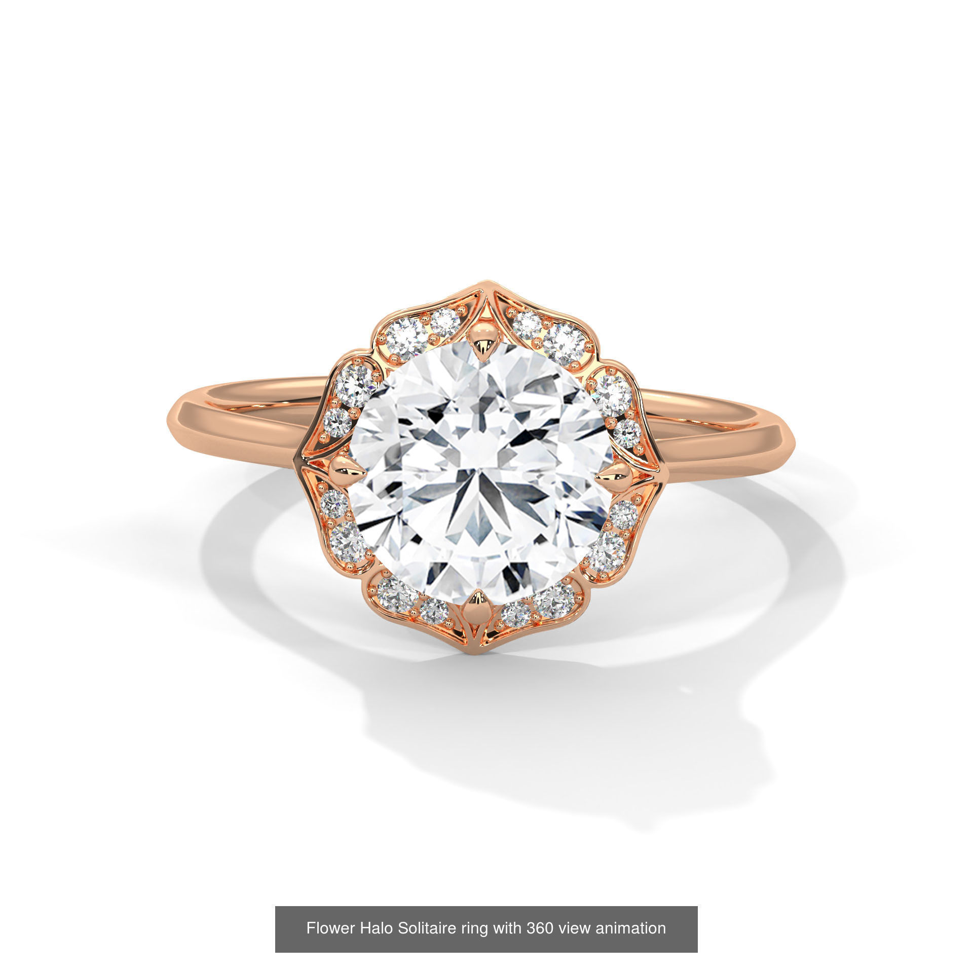 43 Halo Solitaire ring with 360 view animation 3D Model Collection_42