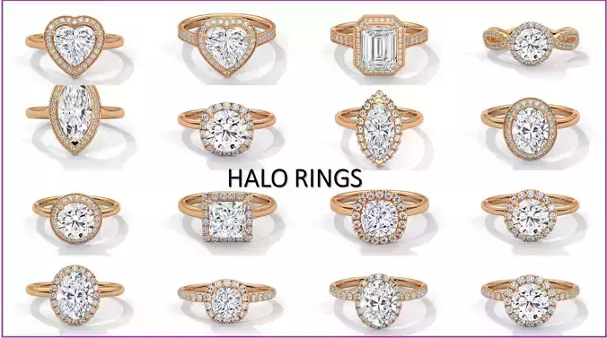 43 Halo Solitaire ring with 360 view animation 3D Model Collection