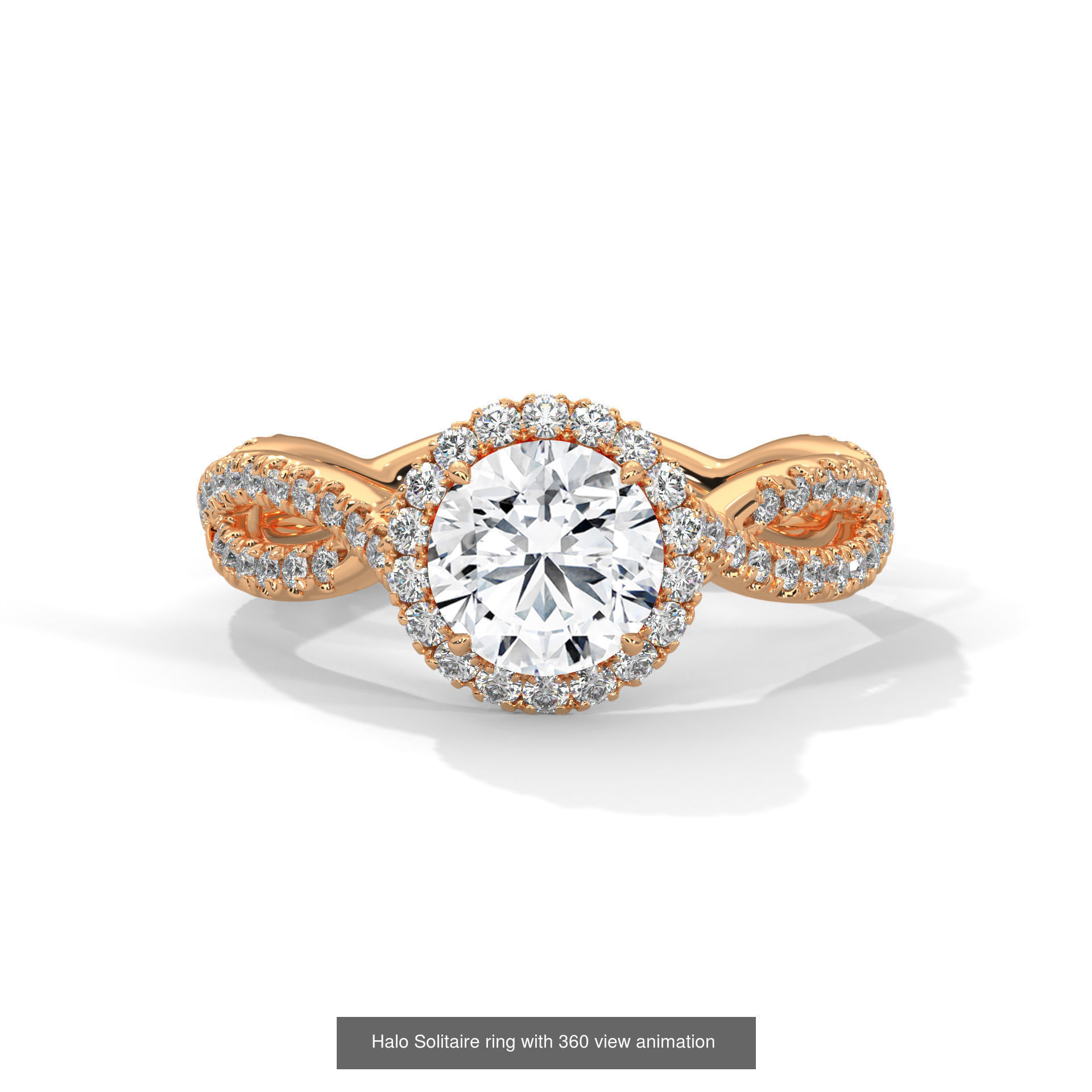 43 Halo Solitaire ring with 360 view animation 3D Model Collection_6