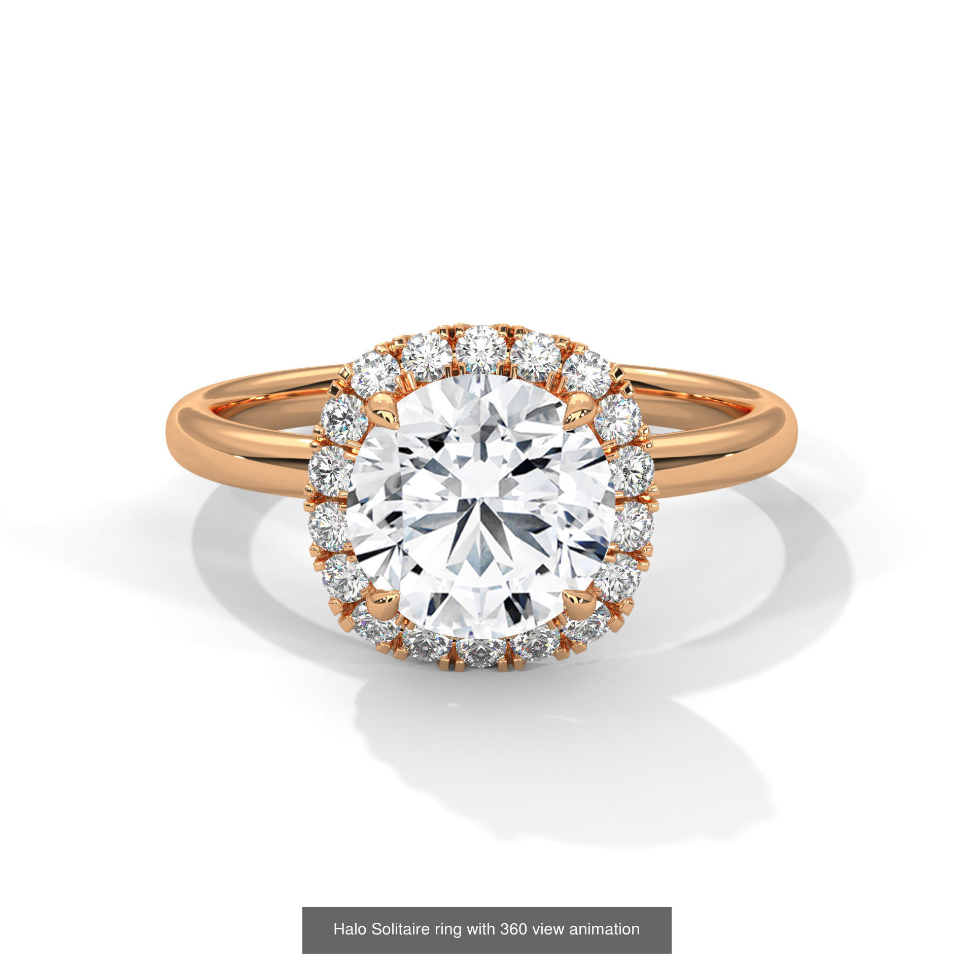 43 Halo Solitaire ring with 360 view animation 3D Model Collection_8