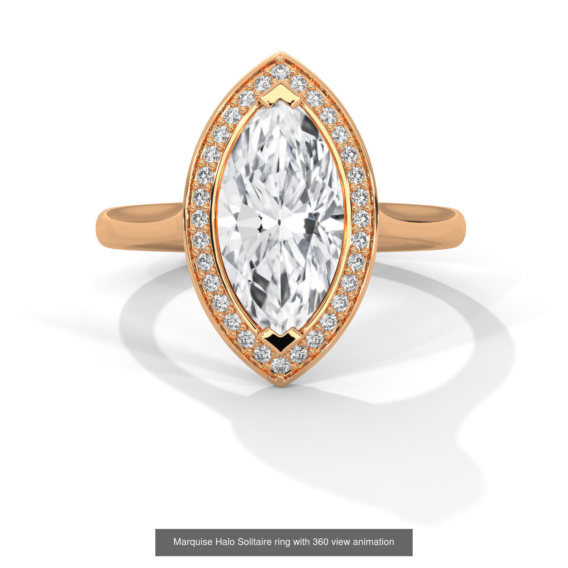 43 Halo Solitaire ring with 360 view animation 3D Model Collection_7