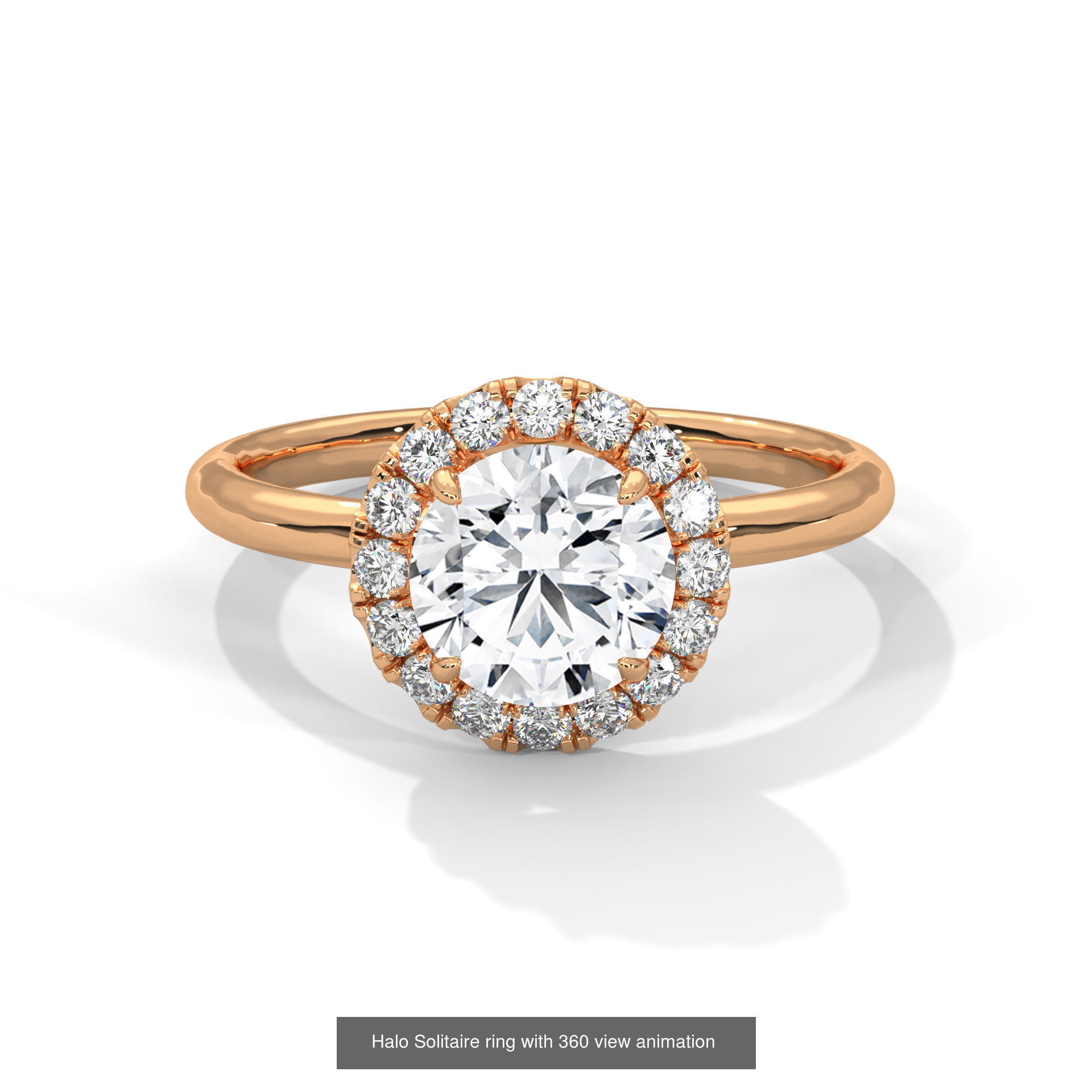 43 Halo Solitaire ring with 360 view animation 3D Model Collection_14