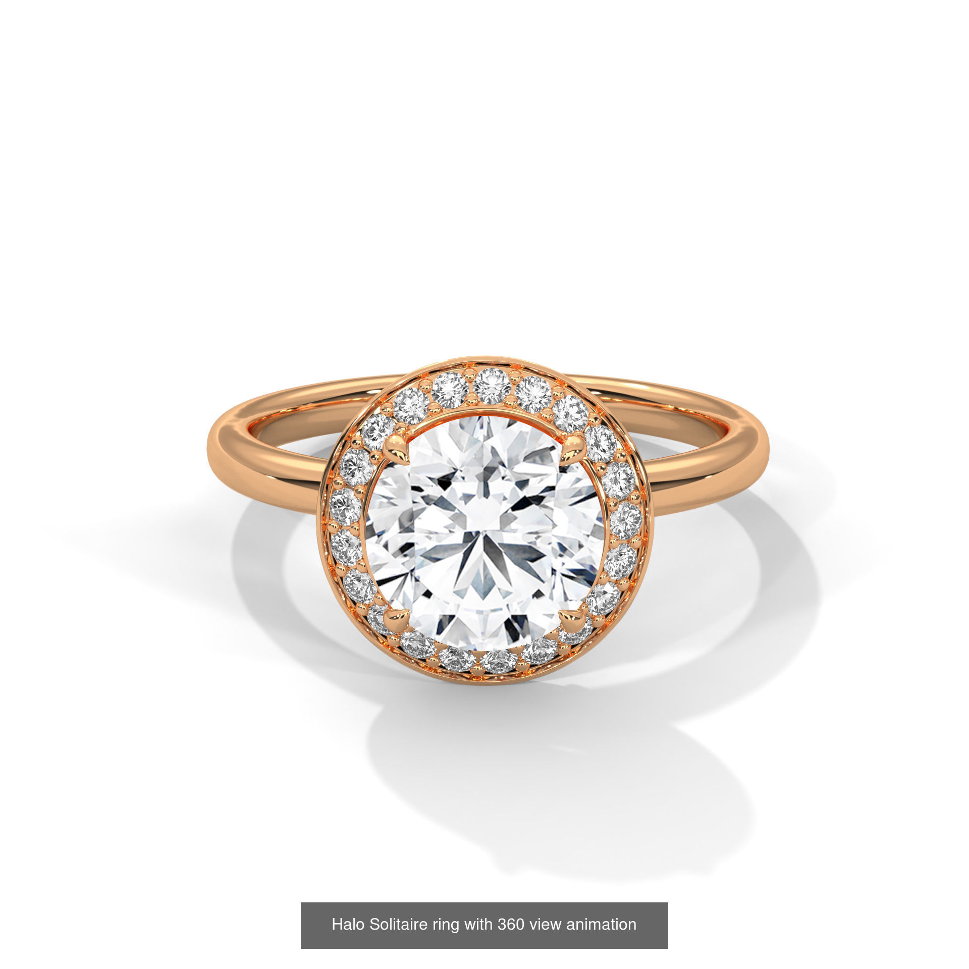 43 Halo Solitaire ring with 360 view animation 3D Model Collection_11