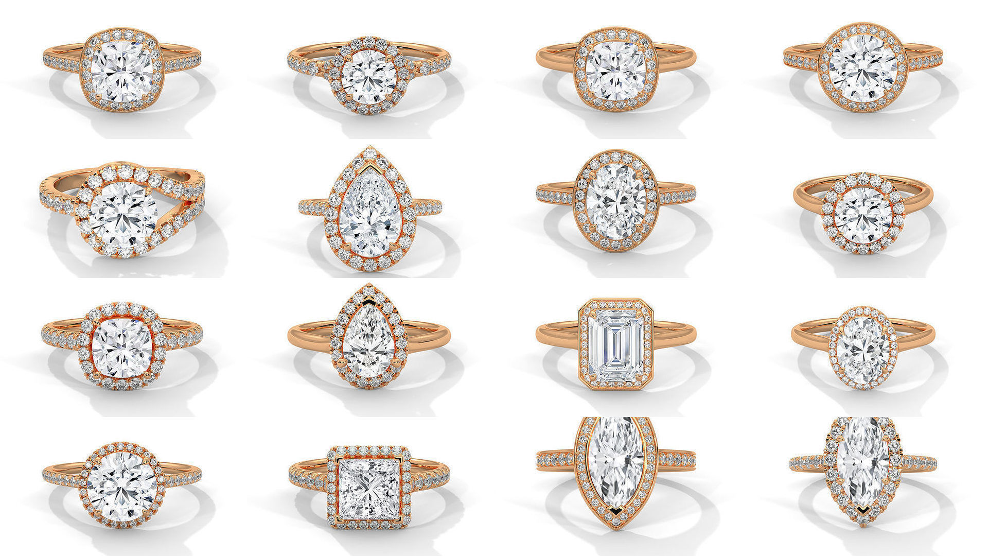 43 Halo Solitaire ring with 360 view animation 3D Model Collection_1