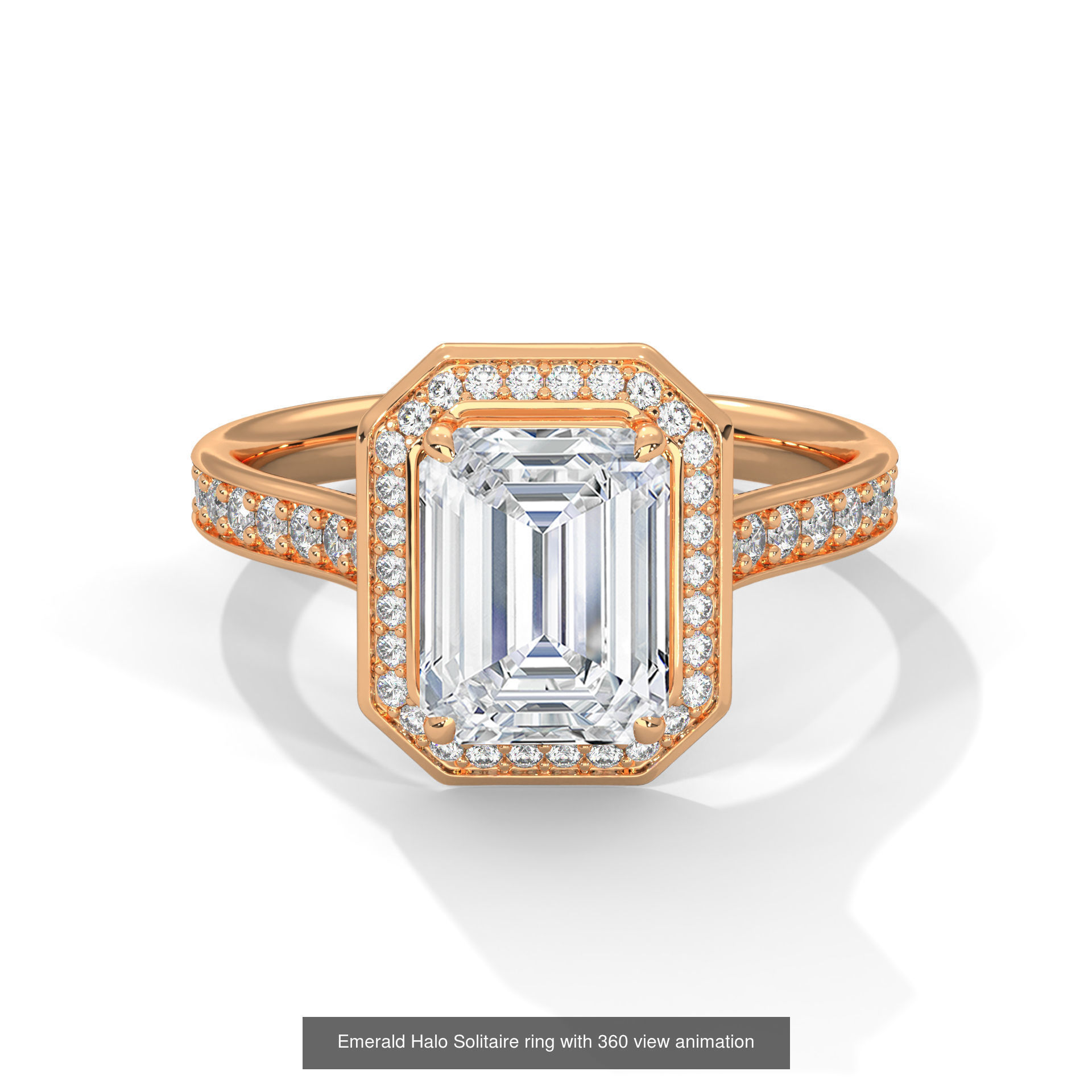 43 Halo Solitaire ring with 360 view animation 3D Model Collection_5