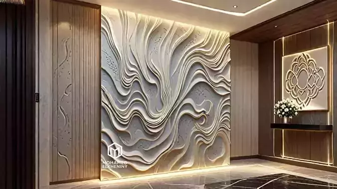 modern panel wall decor set wall relief mural CNC 111