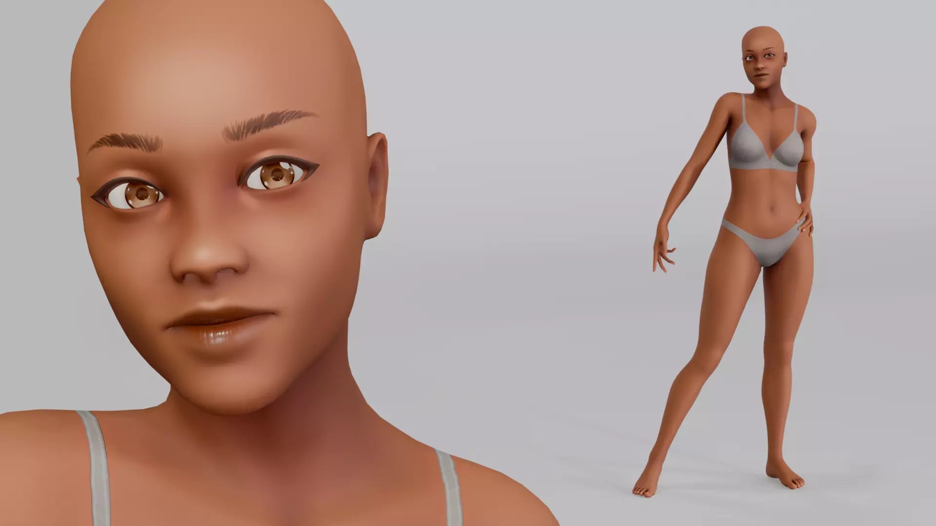 Stylized Female Base Mesh Low-poly 3D model_0
