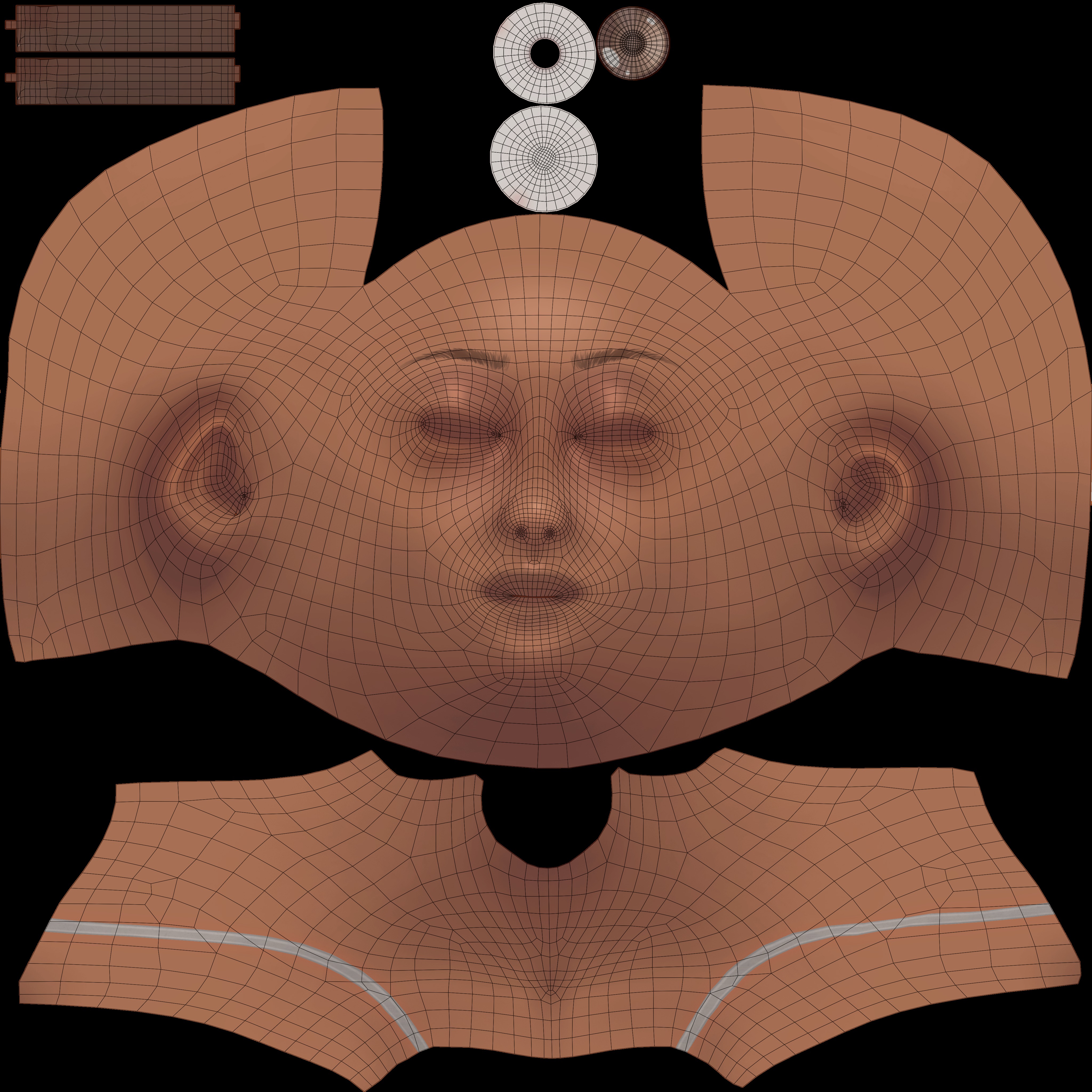 Stylized Female Base Mesh Low-poly 3D model_19