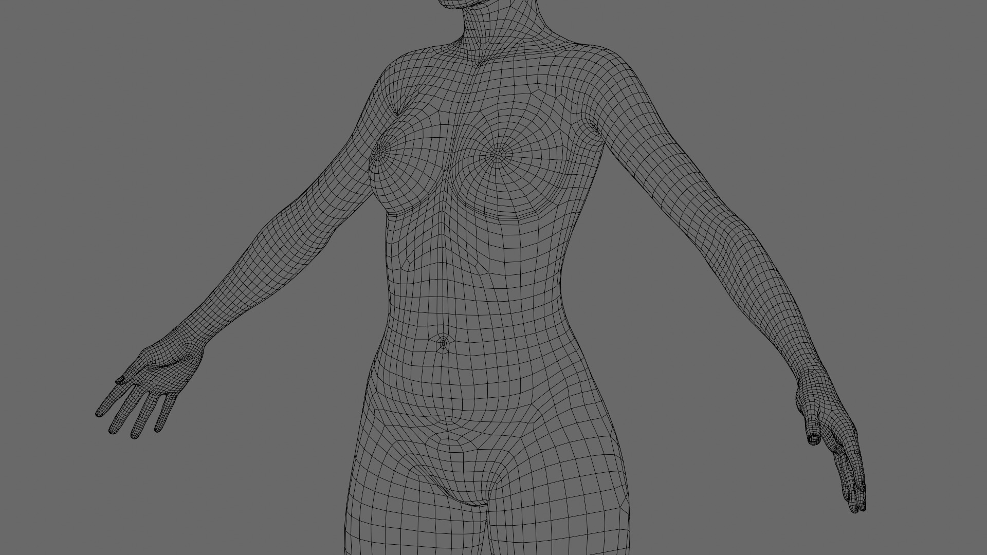 Stylized Female Base Mesh Low-poly 3D model_15