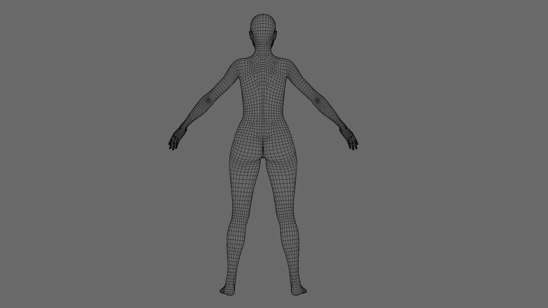 Stylized Female Base Mesh Low-poly 3D model_13
